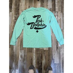 Pink Dolphin Long Sleeve Graphic T-Shirt Mint Green Size S
